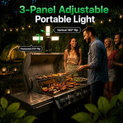 Rechargeable Camping Lantern: Portable LED Emergency Lantern | 2200LM LED lantern with magnetic base, 10400mAh battery and five modes for camping or emergency lighting - color: Green