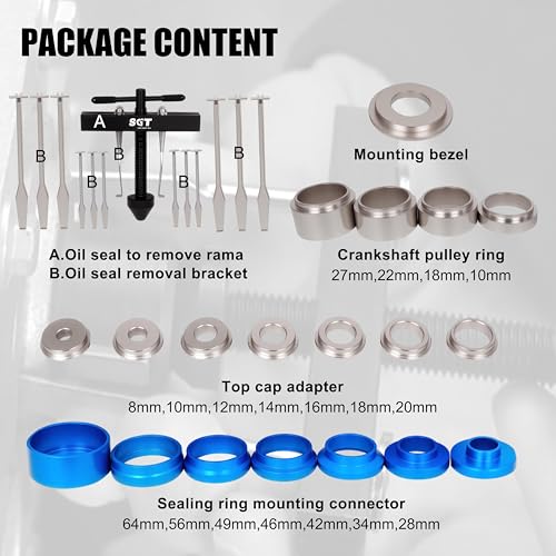 SGT Crank Bearing Camshaft Seal Installer and Remover Set,33pcs Crank Bearing Camshaft Seal with Seal Puller,Crank Seal Installer kit for Automotive Engine Repair - color: BLUE