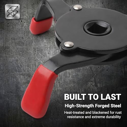 3 Jaw Oil Filter Wrench, Anti-slip One-way Adjustable Oil Filter Removal Tool, Universal 1/4" to 3/8" Drive Adapter for Car and Motorcycle Maintenance (Black)