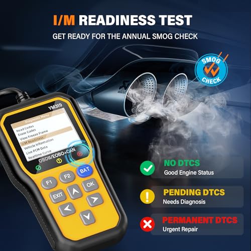 BluSon YM319 OBD2 Scanner Diagnostic Tool with Battery Tester, Check Engine Fault Code Reader with Live Data, Cloud Printing, DTC Lookup, Freeze Frame, Scan Tool for All OBDII Protocol Cars Since 1996 - color: Yellow