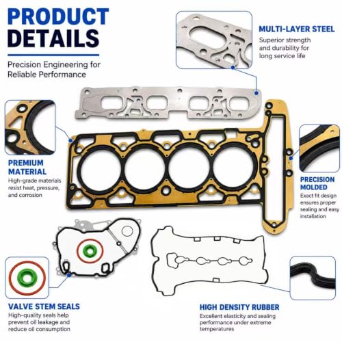 2.4L GDI Cylinder Head Gasket Set Valves Fit For Chevy Buick GMC 2010-2017 | Fits Laf Buick Regal Lacrosse Verano Chevy Equinox Malibu Captiva Orlando Gmc Terrain Valve Cover Gasket Bolt Hs26466pt Ev314 - size: Gasket set /bolt GM LAF 2.4L
