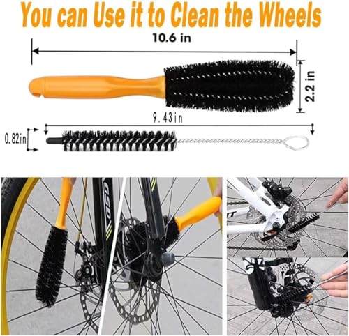 Bike Cleaning kit Precision Bicycle Cleaning Brush Tool Set Including Bike Chain Cleaner Brush, suitable for Mountain, Road, City, Hybrid,Dirt,BMX Bike and Folding Bike,8 Pieces