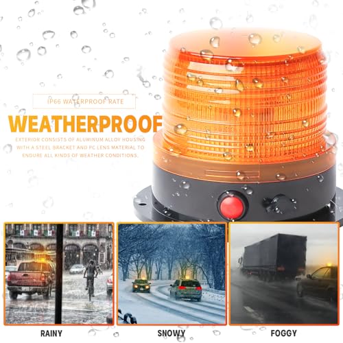 Battery Operated Amber Warning Beacon Light w/Magnetic Base, Portable Rechargeable Mini Roadside Roof Top Plow LED Strobe Emergency Flash Mail Lights for Trucks/Trailer/Vehicle 1-Pcs - color: 1-Pcs (amber)