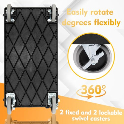 ELAFROS 2-Tier Heavy Duty Utility Cart with Ergonomic Handle, 37.5 x 17 in | 550 lbs Capacity, Deep Shelves, Built-In Tool Compartments, Rolling Service Cart, Work Cart, Mobile Storage Organizer, Garage
