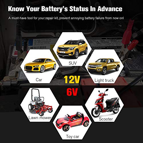 KONNWEI KW650 6V 12V Car Battery Tester, 100-2000 CCA Battery Load Tester Automotive Battery and Alternator Tester for Vehicles/Marine/Motorcycle/Lawn Mover - color: KW650