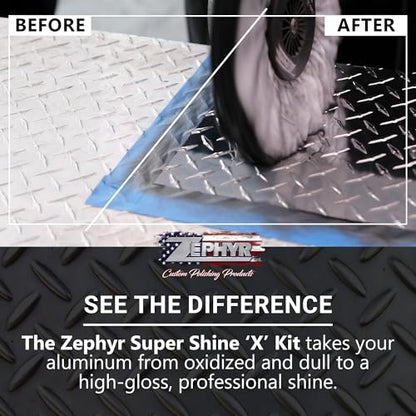 Zephyr - Super Shine X Big Rig Aluminum Polishing Kit - Metal Polishing Kit Made for Big Rigs, Fuel Tanks, Wheels & More - size: Super Shine 'X' Big Rig Kit