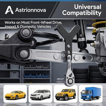 Lower Control Arm Prying Tool Compatible with 1/2" Drive Breaker Bar, Heavy Duty Ball Joint Separator for FWD Import Cars, Suspension Bushing Removal Specialist Tool, Forged Alloy Steel - size: 1PCS