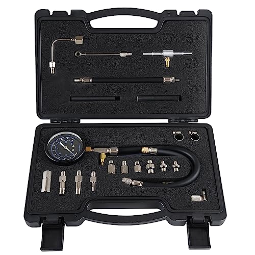 Lichamp Automotive Fuel Pressure Test Kit, Fuel Pump & Rail Diagnostic Gauge with Adapters, Hose, for Car/Truck/Motorcycle