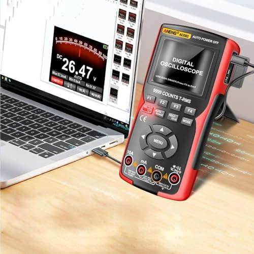 3-in-1 Handheld Digital Oscilloscope Multimeter with Signal Generator, Automatic Range, Battery Powered, Red, for Automotive and Electrical Diagnostics - color: Black