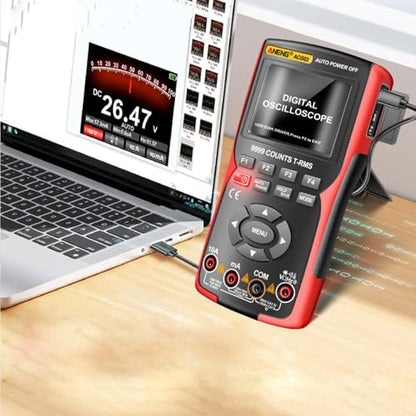 3-in-1 Handheld Digital Oscilloscope Multimeter with Signal Generator, Automatic Range, Battery Powered, Red, for Automotive and Electrical Diagnostics - color: Black