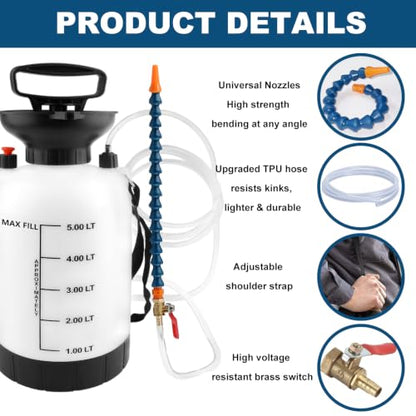 5L Transmission Fluid Pump, Gear Oil Pump, Oil Transfer Pump for ATF | Differential & Transfer Case Fluid Changes, Manual Fluid Transfer Pump with 59" TPU Hose, Brass Ball Valve & Sealing Tape - size: Fluid Pump - 5L
