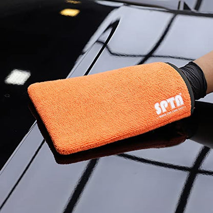 SPTA Clay Mitt, Medium Grade Clay Bar Infused Mitt, Synthetic Clay Glove, Car Detailing Glove Quickly Removes Debris,Embedded Contaminants,Tree Sap & Brake Dust from Your Paint,Glass,Wheels, & More - color: Clay Mitt