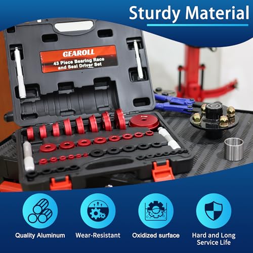 Bearing Press Kit, Bearing Race and Seal Driver Set, Bearing Race Punch Set with Seal Driver and Bearing Adapters, Bearing Seal Driver Kit (43 Piece Bearing Press Kit) - size: 43 Piece Bearing Press Kit