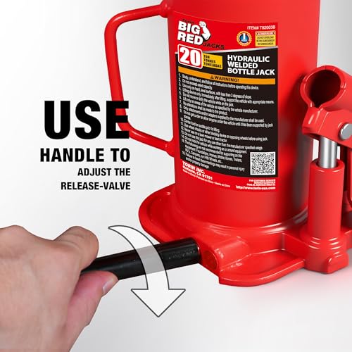 BIG RED 20 Ton (40,000 LBs) Torin Welded Hydraulic Car Bottle Jack for Auto Repair and House Lift, Red, TAM92003B - size: 20 Ton（40,000 lbs）, style: 20 Ton（40,000 lbs）Standard