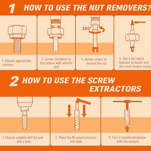 XEWEA 26PCS Screw & Bolt Socket Extractor with Left Drill Bit Set【with Hex Adapter】, Impact Easy Out Tools Stripped Screw Remover EZ Out Set for Damaged, Frozen, Rusted, Bolts, Nuts, Screws, Studs - size: 26PCS