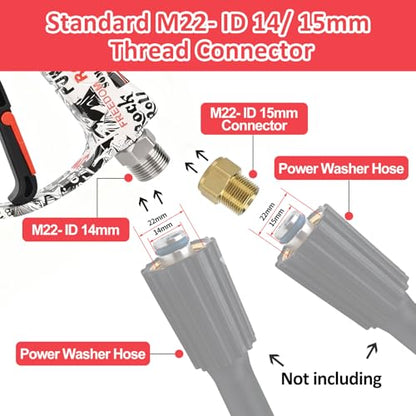 BEAR FORCE Pressure Washer Gun Up to 3000 PSI with Undiluted Mini Foam Cannon Set, 5 Spray Nozzles, Power Washer Spray Gun with 3/8'' Swivel Quick Connect, M22-15mm Connector, Car Wash, Car Detailing - color: Spray Gun & Mini Foam Cannon Set