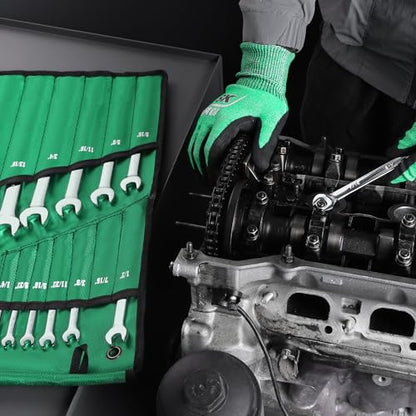 SK Combination Wrench Set, SAE 1/4" to 1-1/4", 18-Piece, SuperKrome Finish, Premium CR-V Construction, with Rolling Pouch - size: SAE 1/4" to 1-1/4"