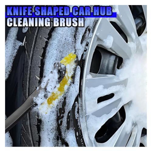 Car Wheel Cleaning Brush, Hard Bristle Automotive Tire Detailing Brushes, Multifunctional Vehicle Crevice Scrub Brush, 12'' Car Interior Washing Tool for Home (1PC) - size: 1PC