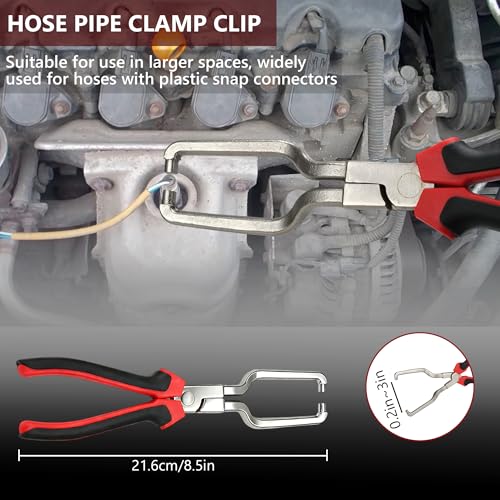 6Pcs Fuel Line Disconnect Tool Set, 9" Fuel Filter Caliper, Professional Hose Clamp Kit, Pipe Clamp Clip, 30 Degree Disconnect Pliers for Auto Maintenance with Storage Case