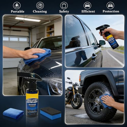 2Pack Quick Effect Coating Agent for Car, Quick Effect Coating Agent,Waterless Wash & Polish,Car Coating Spray for Shine & Protection,Quick Acting Paint Protection & Glass Cleaner(120ml+Brush+Towel)*2 - color: 2Pcs Quick Effect Coating Agent