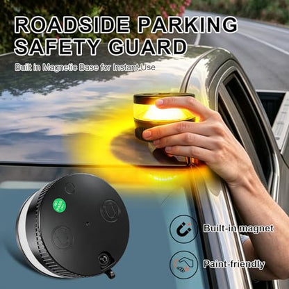 Wireless Beacon Light Magnetic, USB-C Rechargeable Strobe Lights for Trucks, Mini Portable LED Emergency Flashing Light for Postal Car Plow Tractor UTV Golf Cart Warning Safety IP67 Waterproof, Amber