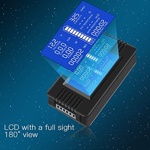 DC 0-200V 300A Battery Monitor with Shunt, 9-in-1 Digital LCD Multimeter | Multimeter for 12V/24V/48V Solar System, RV, Car, Measures Voltage, Current, Power, Energy, Impedance, Capacity - style: DC 300A Battery Meter（300A Shunt）