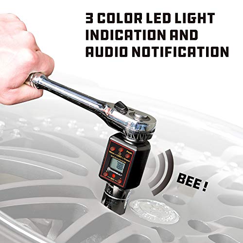 Powerbuilt 1/2-Inch Drive Digital Torque Adapter, 29-147 Ft-Lb and 40-200 Nm, Alert Signals Torque Setting, Electronic Torque Wrench Converter with Digital Display, ±1% Accuracy - 940962 - size: 1/2 in.