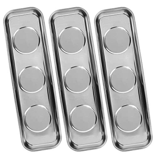 VASTOOLS Magnetic Parts Tray 3pc,for Socket Screw Nuts Bolts Metal Parts,Extra Strong Magnet,Thickened Tray,Stainless Steel - style: Tray 3pc