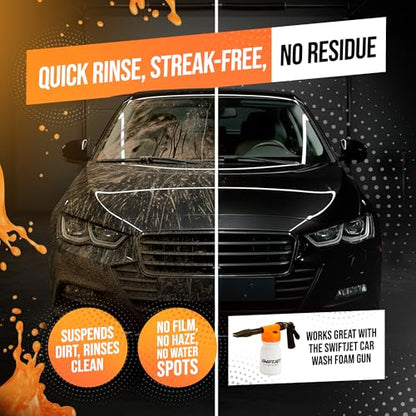 SwiftJet Orange Foam Car Wash Soap – pH Balanced Super Soapy Shampoo & Surface Cleaner – Thick Foaming Suds for Cars, Trucks, SUVs & Boats – Streak-Free Shine, Safe on Wax & Sealant (64 FL OZ) - size: 64 Fl Oz (Pack of 1)