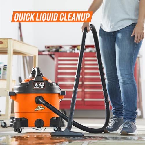 Armor All VBV809 0901 8-Gallon 4.5 Peak HP Wet/Dry Vacuum with Detachable Blower, Orange - size: 8-Gallon