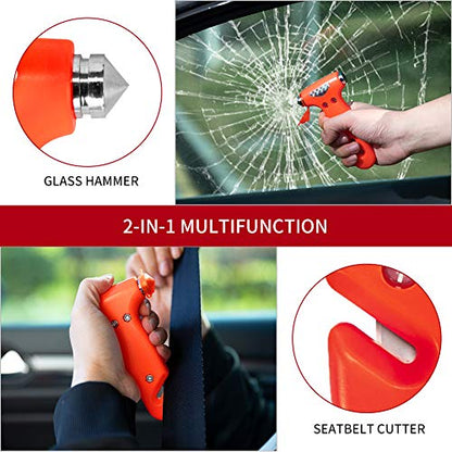 MOTORBUDDY 2-Pack Car Safety Hammer Seatbelt Cutter, Auto Emergency Escape Hammer with Window Glass Breaker and Seat Belt Cutter, Striking Red Escape Tool for Car Accidents - color: Red