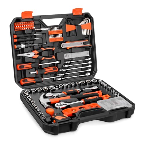 248-Piece Tool Set - General Household Hand Tool Kit with Plastic Toolbox Storage Case for Men, Home Repair, DIY Projects - color: Orange