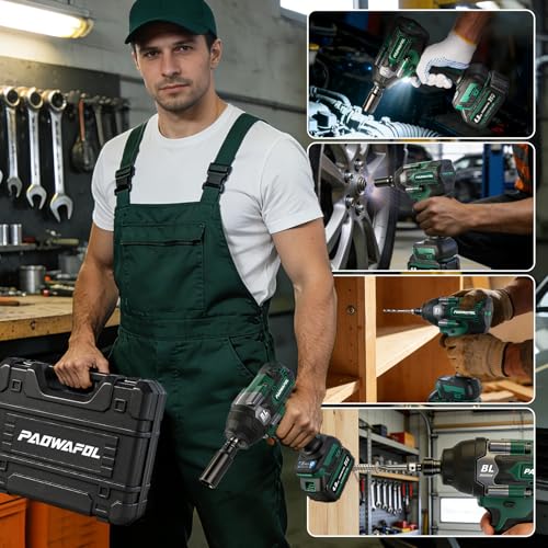 Impact Wrench 665 Ft-lbs(900N.m) 2200IPM, 1/2 Impact Gun with 21V 2x4.0AH Battery, Power Impact Driver 22 Drill Bits & 4 Sockets, Cordless Ratchet Wrench Set Gifts for Men Car Tire Lug Nut