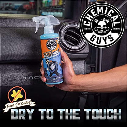 Chemical Guys Tire Kicker Sprayable Extra Glossy Tire Shine, 16 Fl Oz | With Wonder Wave applicator for cars, trucks, and SUVs, sprayable water-based tire dressing and applicator kit - size: 16 Fl Oz (Pack of 1), style: With Applicator