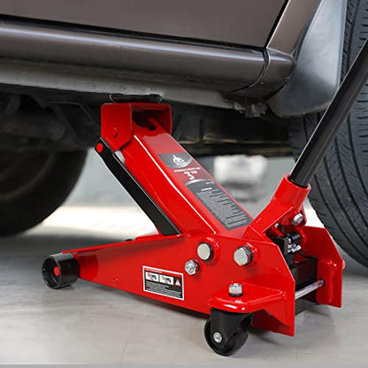 Jack Boss Floor Jack 3 Ton Capacity Fast Lift Service Jack Steel Heavy Duty Hydraulic Car Jack - color: Red, size: 3 Ton Fast Lift