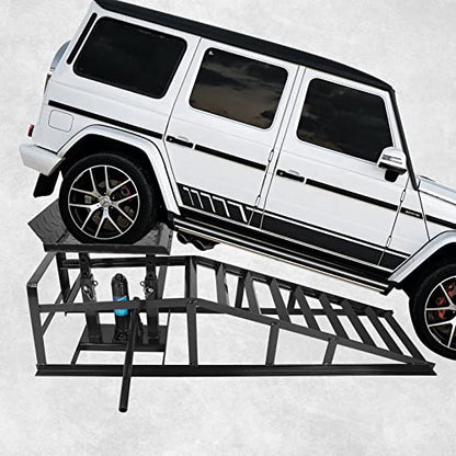 2 Pack Hydraulic Car Ramps 5T 10000lbs Low Profile Car Lift Service Ramps Truck Trailer Garage,Height Hydraulic Vehicle Ramps (Black) - color: Black, size: 2 Pack