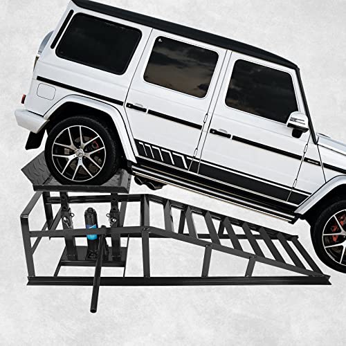 2 Pack Hydraulic Car Ramps 5T 10000lbs Low Profile Car Lift Service Ramps Truck Trailer Garage,Height Hydraulic Vehicle Ramps (Black) - color: Black, size: 2 Pack