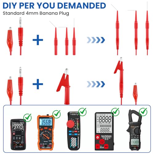 16Pcs Back Probe Kit, Banana Plug Wires with Electrical Testing Probes & Insulated Alligator Clips for Automotive Circuit Diagnosis, Vehicle Electrical Maintenance
