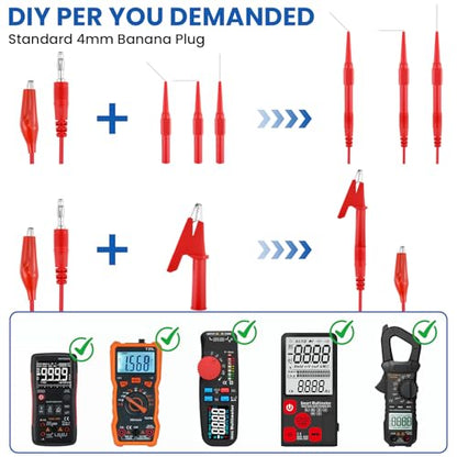 16Pcs Back Probe Kit, Banana Plug Wires with Electrical Testing Probes & Insulated Alligator Clips for Automotive Circuit Diagnosis, Vehicle Electrical Maintenance