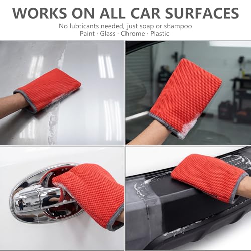2-Pack Fine Grade Clay Mitt, Premium Clay Infused Auto Detailing Glove Designed to Remove Dirt, Grime, Iron and Surface Contaminants from Paint, Glass, Car Clay Bar Mitt for a Finish