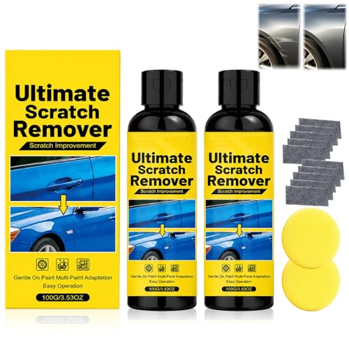 2PCS Ultimate Scratch Remover, Car Scratch Removal Wax, Quick Fix Removal Paste and Restore Shine for Deep Scratches, All Paint Colors Polishing Kit (2 sponges + 10 Cloths)