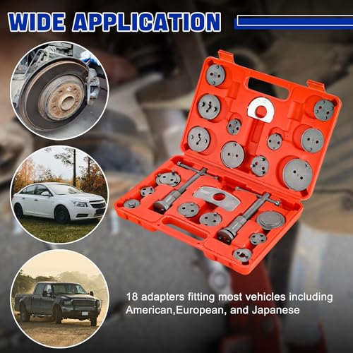 DASBET 24pcs Heavy Duty Disc Brake Caliper Tool Set Disc Brake Caliper Compressor Wind Back Tool Brake Spreading Tools (Red, 24pcs) - color: Red, size: 24pcs