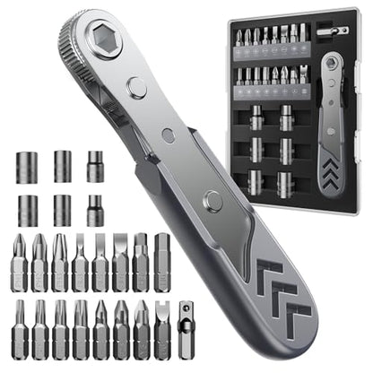 Stocking Stuffers for Men Adults, AXTH 23in1 Right Angle Ratcheting Screwdriver Set, Gifts for Dad, Unique Husband Christmas Gift, Magnetic Offset Screwdriver Repair Tool, Gadgets for Men - style: 23in1