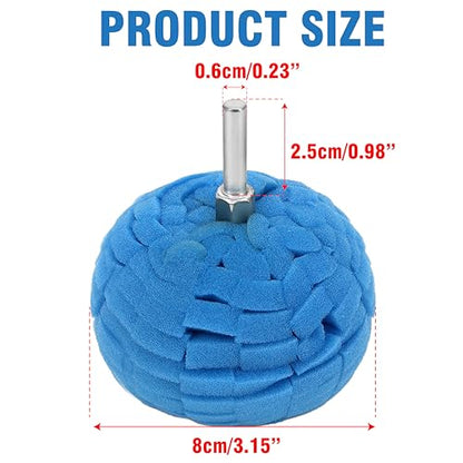3" Polishing Ball for Drill, Detailing Adapter Round Buffing Cone Finishing Pad Waxing Car Power Ball Wheel Polisher with Attachment Hub Date Sponge Buffer Automotive Care Accessories Motorcycle