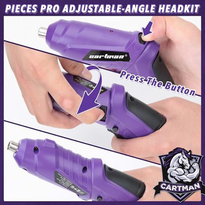 CARTMAN 149PCS Tool Set, Purple Cordless Screwdriver, Home Repair Tool Kit | Complete tool assortment with cordless screwdriver for home repairs, office fixes, furniture setup crafting, and daily tasks. - style: 149 PURPLE