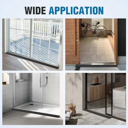 Nilight 0.4" Rise Threshold Ramp for Doorways, 39.4" Wide Low Profile Cuttable Rubber Wheelchair Access Door Ramp for Doorway, Curb, Home Steps, Bathroom - size: 0.4" Rise