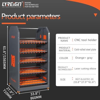 5-Layer Double-Sided Parallel CNC Storage, Large Capacity Tool Keeper & Compartment for Workers - size: CAT/BT40-200CAP