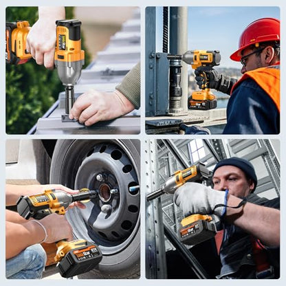 TaskStar Cordless Impact Wrench 740 Ft-lbs(1000N.m) 3300RPM High Torque 1/2 Inch Impact Gun, Electric Impact Driver, Brushless Motor, 2x4.0Ah Battery Fast Charger for Car Tires Truck Mower - style: 4.0 Ah