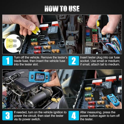 PIFOOG Automotive Circuit Tester Car Test Light with Digital 3v-90v Display, High Precision Auto Fuse Relay Tester Electrical Current Fault Probe Checker Testing Tool LCD Front Lighting Max 20A 48V