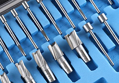 Accusize Industrial Tools 21 Piece Metric H.S.S. Interchangeable Pilot Counterbore Set, Straight Shank, 8.5-16.5 mm, 3620-0122 | 8.5 - 16.5mm, 21 Pc Metric HSS Interchangeable Pilot Counterbore Set, Straight Shank - size: Metric, style: Interchangeable pi